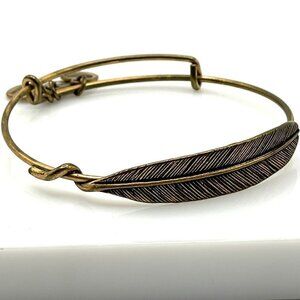 Alex and Ani Quill Feather Rafaelian Gold Finish Adjustable Bangle Bracelet